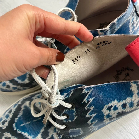 RARE Del Toro Blue Printed Leather Chukka Sneaker Size 11 - Picture 8 of 10